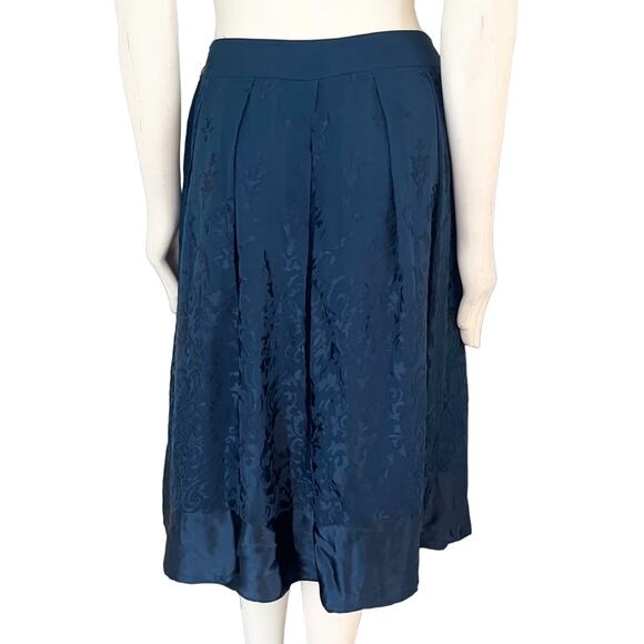 NEW COLDWATER CREEK Jacquard Midi Skirt in Lapis Blue Silk blend SZ 6 - Picture 7 of 10